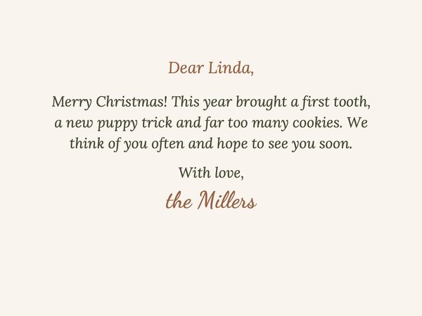 The same inside, starting “Dear Linda,”.