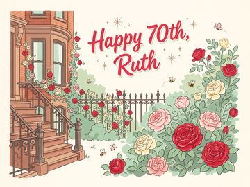 A sample card front in the style 1950s vintage greeting card.