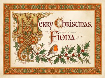 A sample card front in the style Celtic illumination.