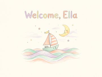 A sample card front in the style Colored-pencil storybook.