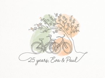 A sample card front in the style Continuous single-line drawing.