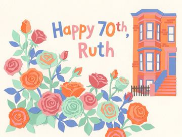A sample card front in the style Cut-paper collage.