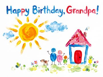 A sample card front in the style Finger paint.