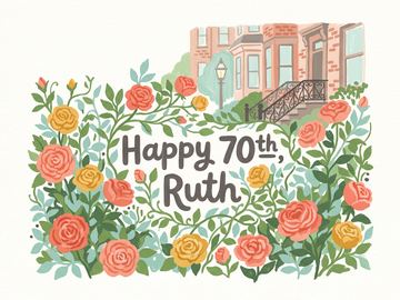 A sample card front in the style Gouache folk-botanical.