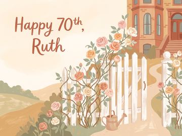 A sample card front in the style Gouache, picture book.