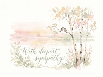 A sample card front in the style Loose botanical watercolor.