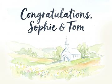A sample card front in the style Plein-air watercolor.