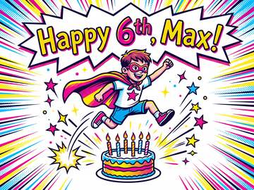 A sample card front in the style Pop-art comic.