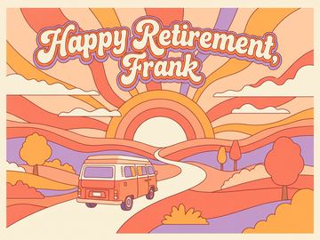 A sample card front in the style 1970s poster.