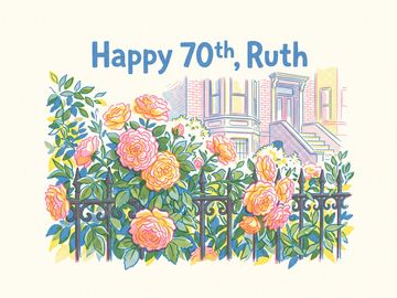 A sample card front in the style Risograph print.