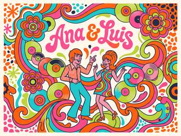 A sample card front in the style 1960s pop poster.