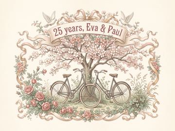 A sample card front in the style Victorian chromolithograph.