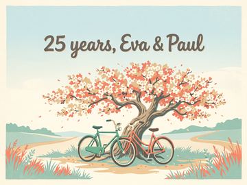 A sample card front in the style Vintage travel screenprint.
