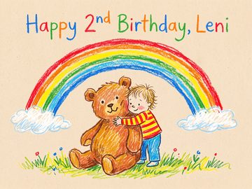 A sample card front in the style Wax crayon.